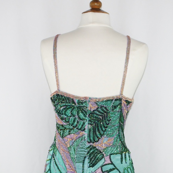 JASDEE Vintage Dress Bead & Sequins Hand Work & Hand Print on Silk Style 3081M - Picture 3 of 3